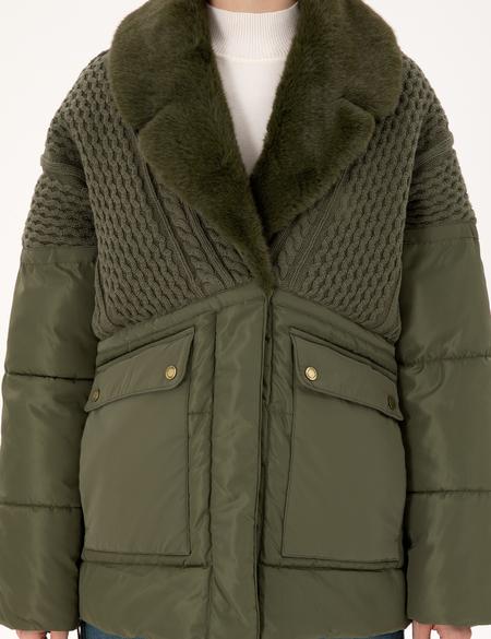 Haki Kürk Yaka Mont - 50290341035