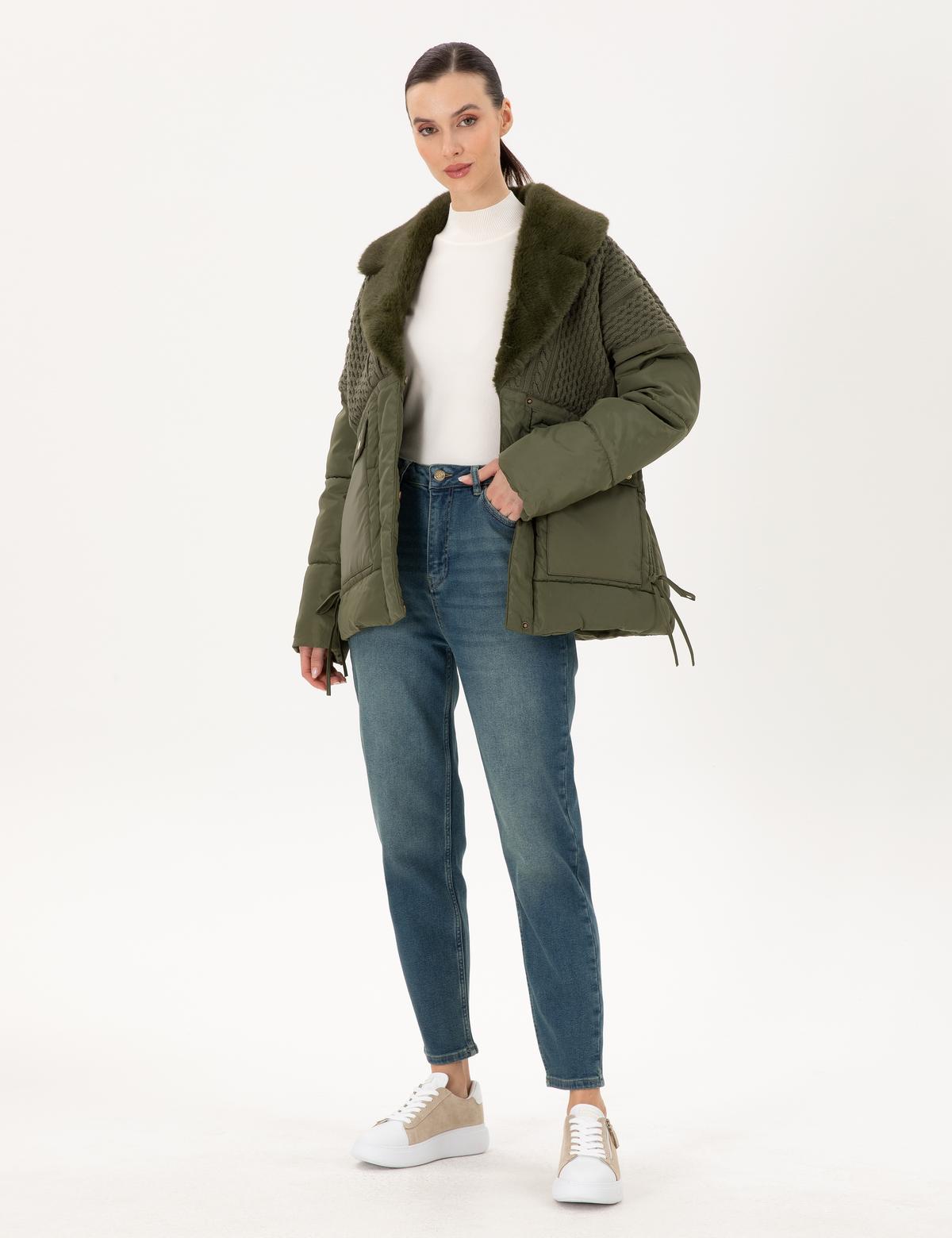 Haki Kürk Yaka Mont - 50290341035