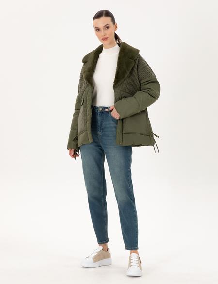 Haki Kürk Yaka Mont - 50290341035