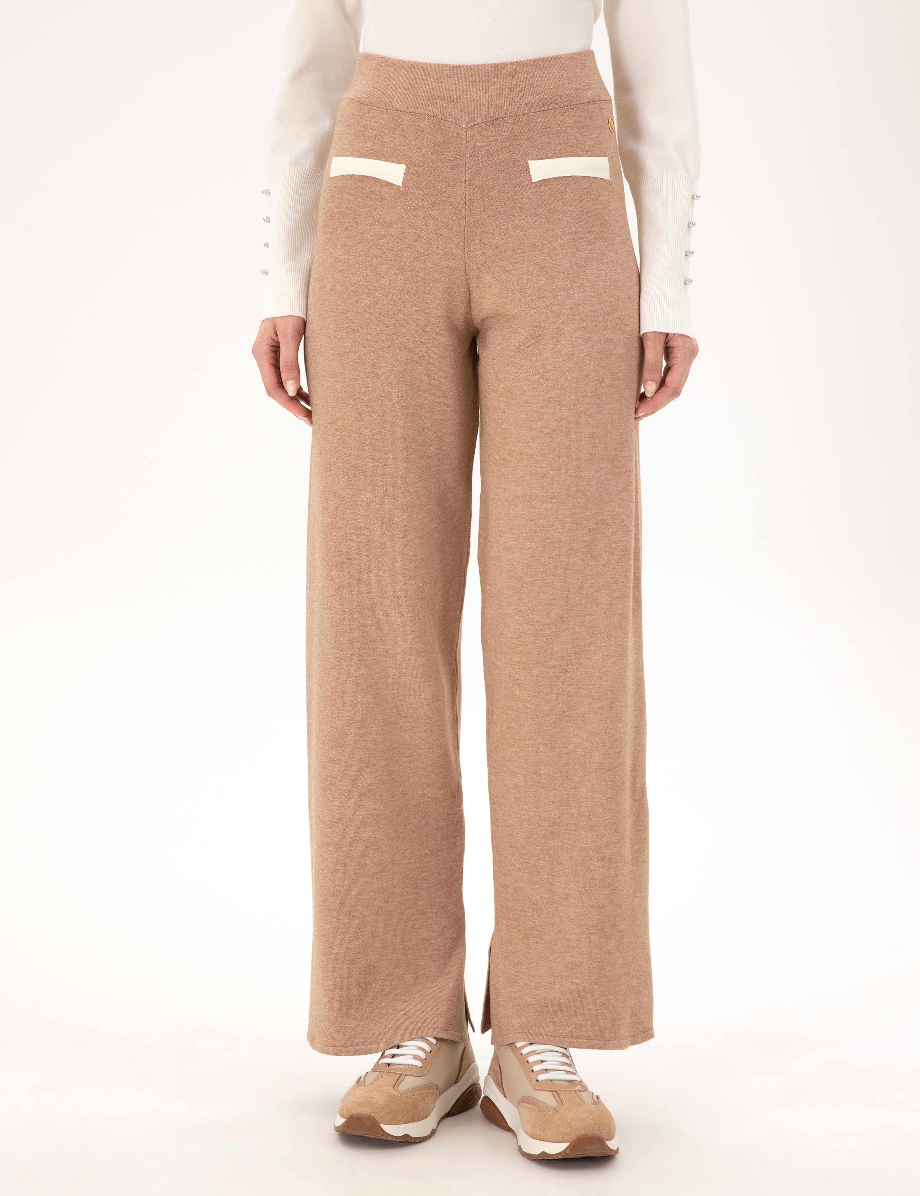 Bej Loose Fit Triko Pantolon - Image 2