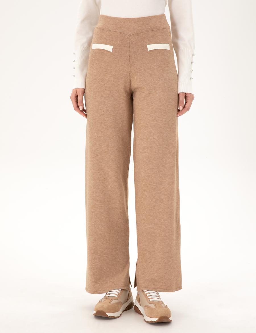Bej Loose Fit Triko Pantolon