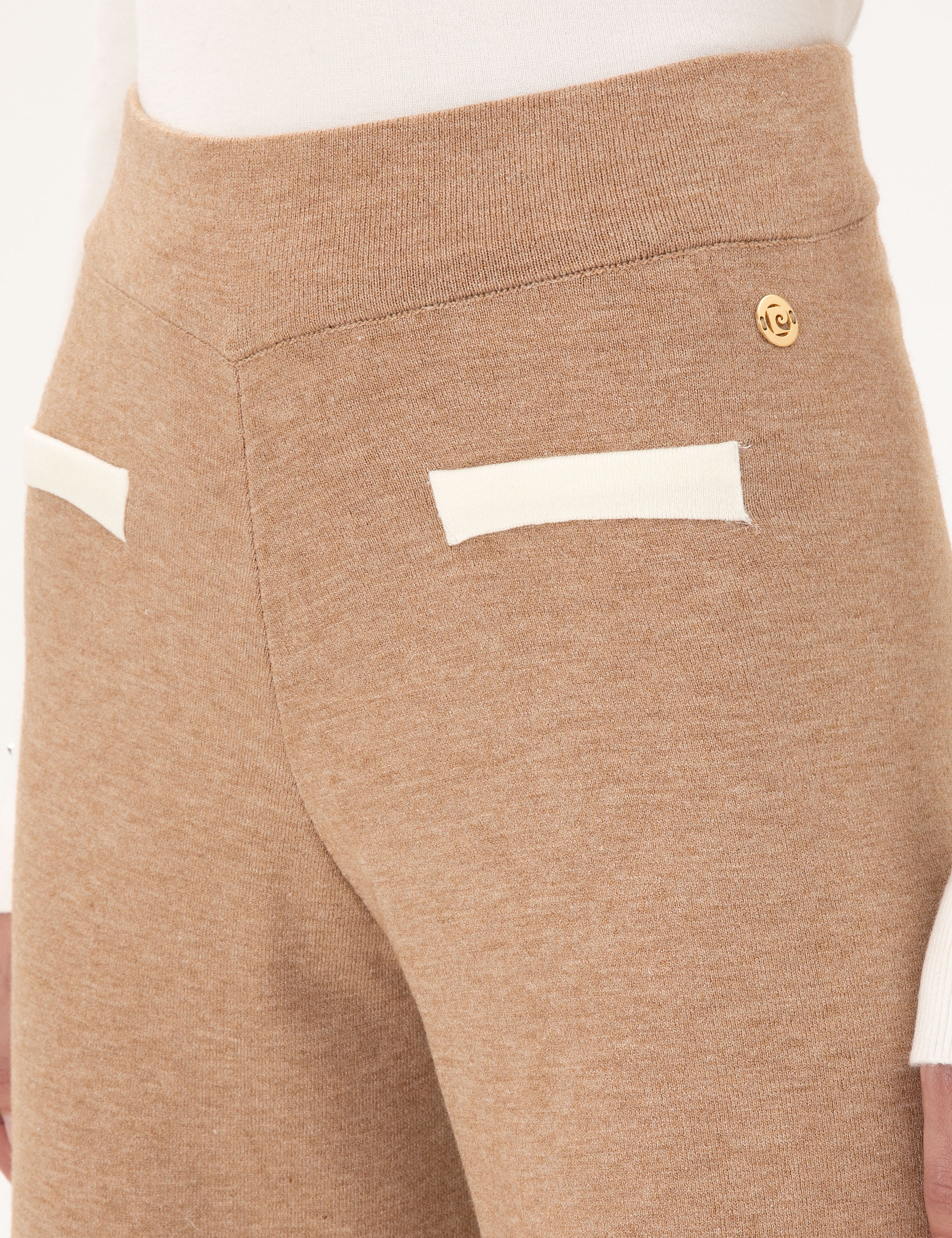 Bej Loose Fit Triko Pantolon - Image 5
