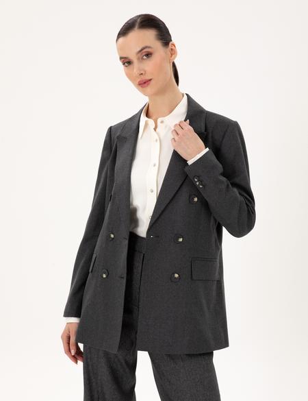 Antrasit Regular Fit Yün Ceket - 50294231006