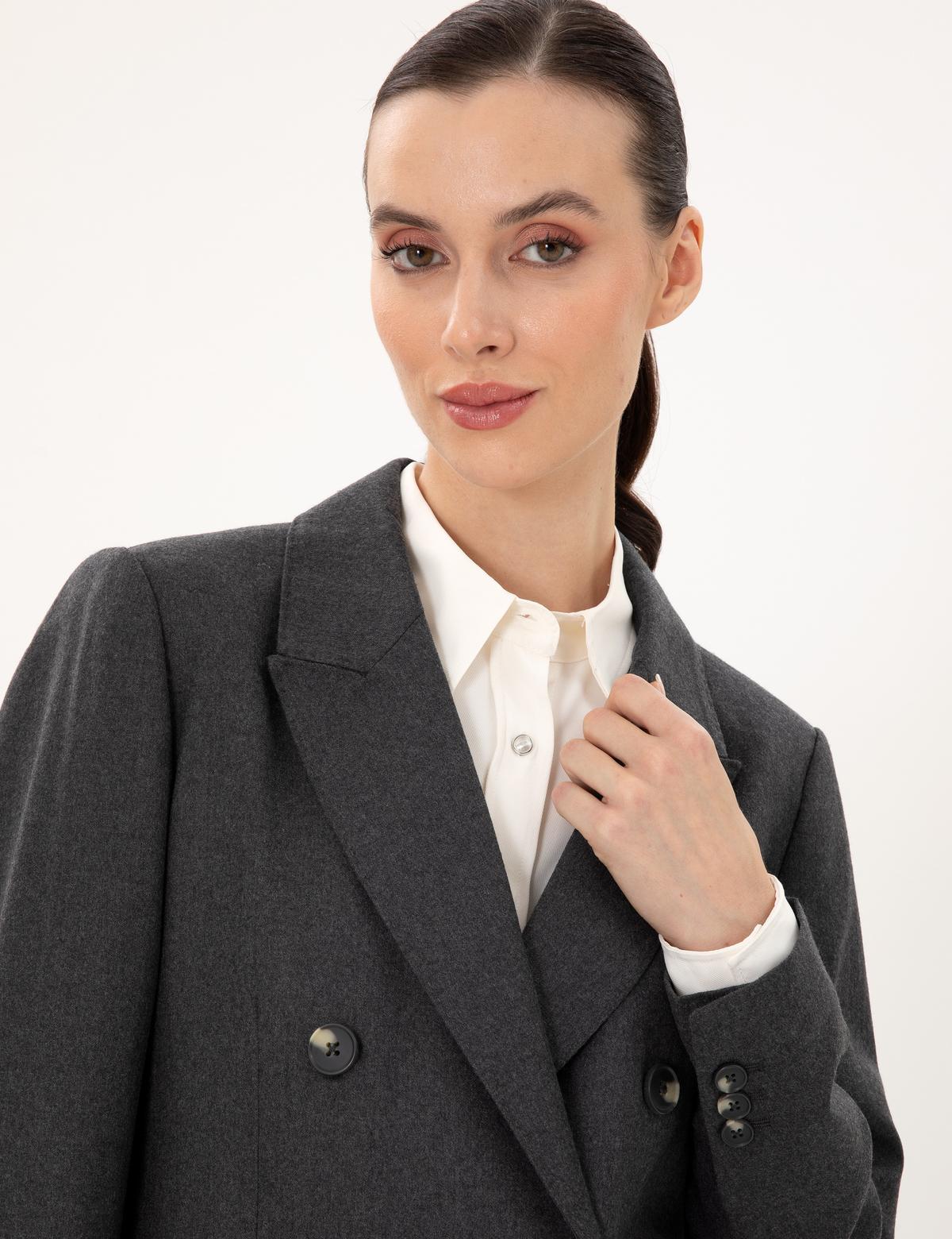 Antrasit Regular Fit Yün Ceket - 50294231006