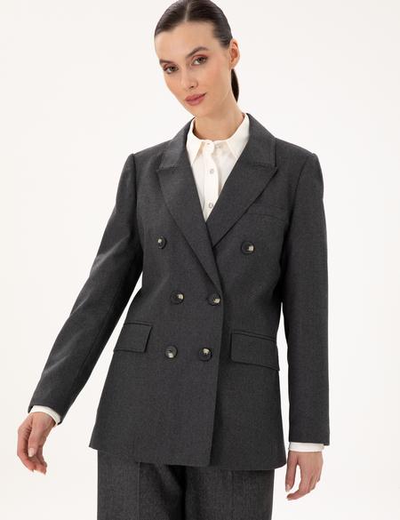 Antrasit Regular Fit Yün Ceket - 50294231006