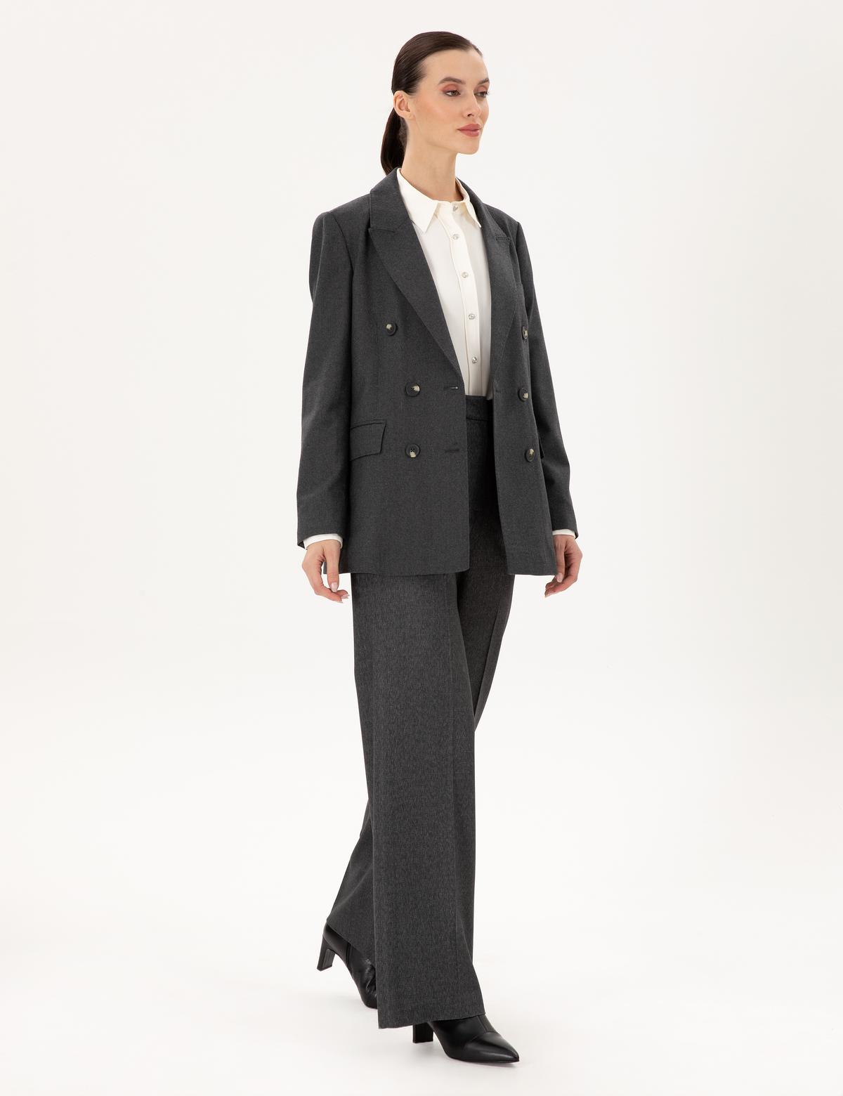 Antrasit Regular Fit Yün Ceket - 50294231006