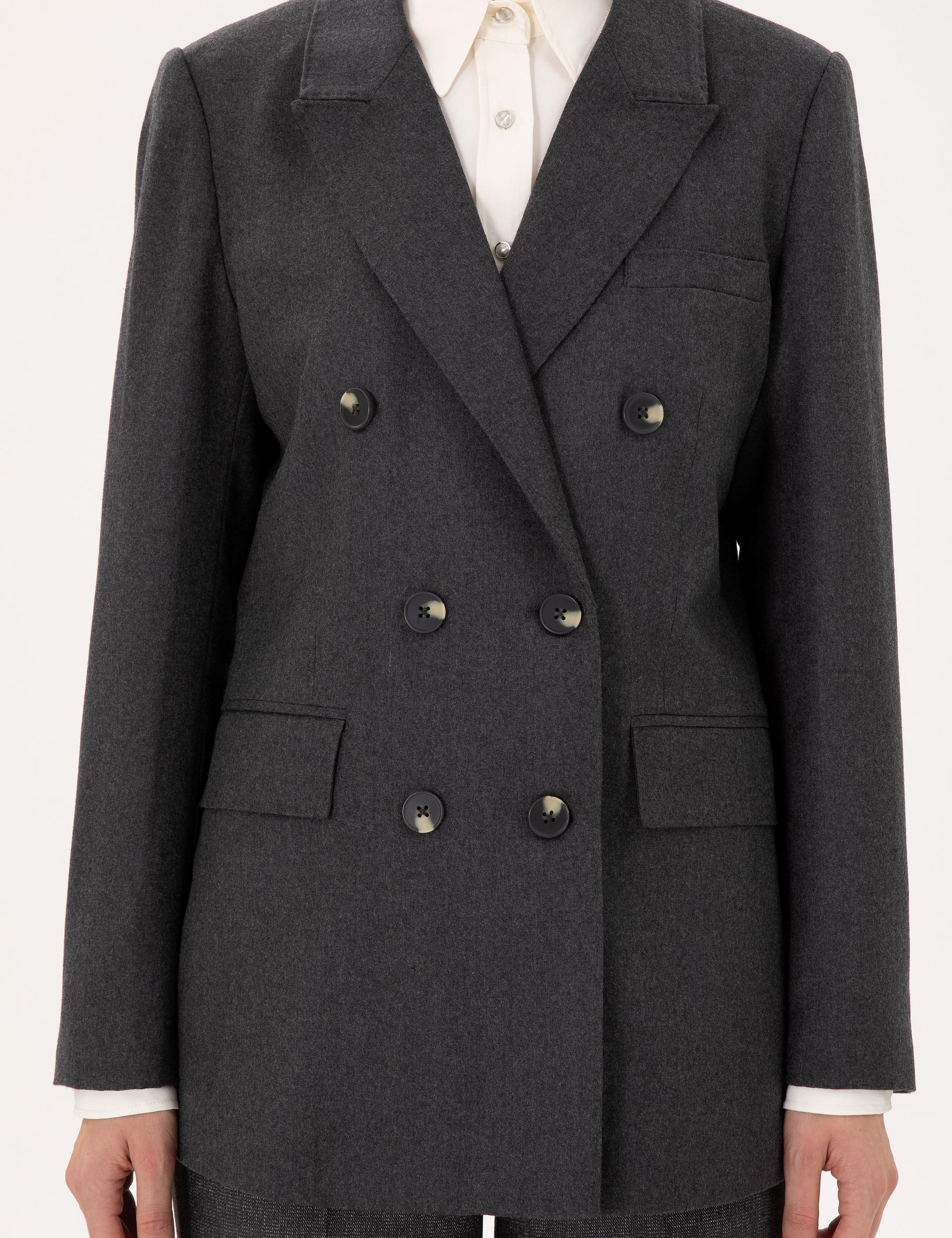 Antrasit Regular Fit Yün Ceket