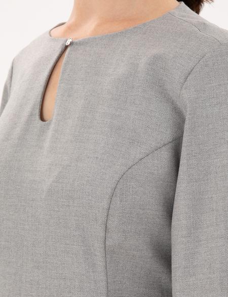 Açık Gri Regular Fit Dokuma Elbise - 50294217020