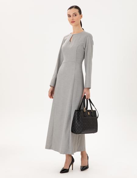 Açık Gri Regular Fit Dokuma Elbise - 50294217020