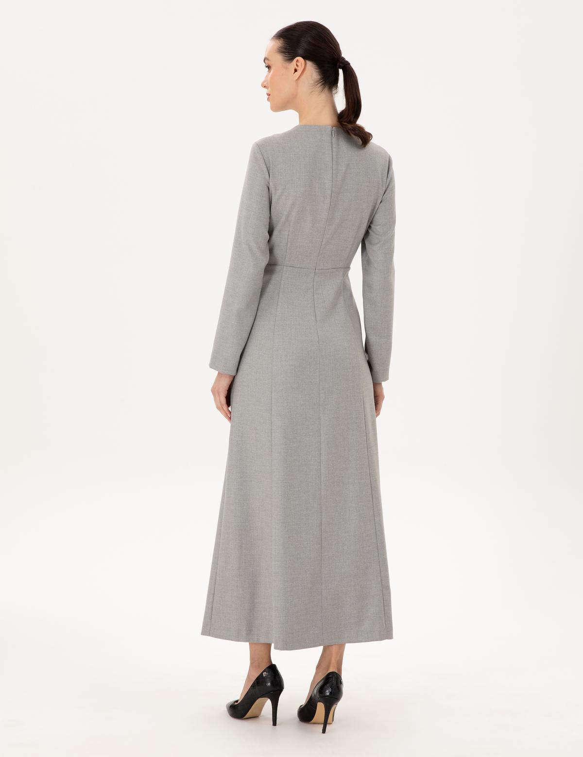 Açık Gri Regular Fit Dokuma Elbise - 50294217020