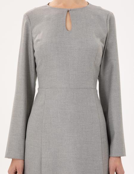 Açık Gri Regular Fit Dokuma Elbise - 50294217020