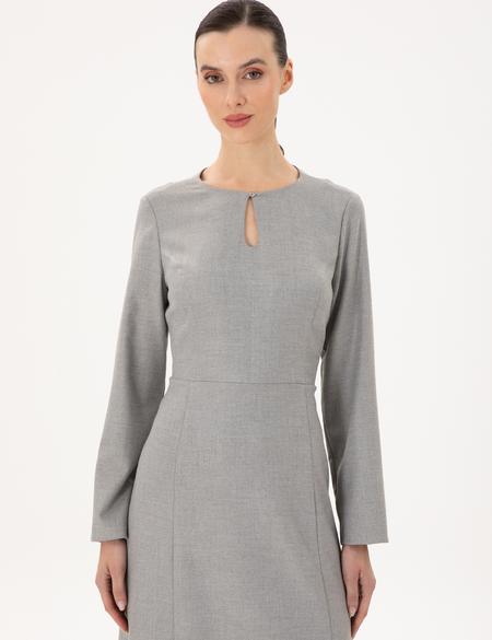 Açık Gri Regular Fit Dokuma Elbise - 50294217020