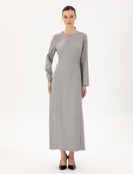 Açık Gri Regular Fit Dokuma Elbise - 50294217020