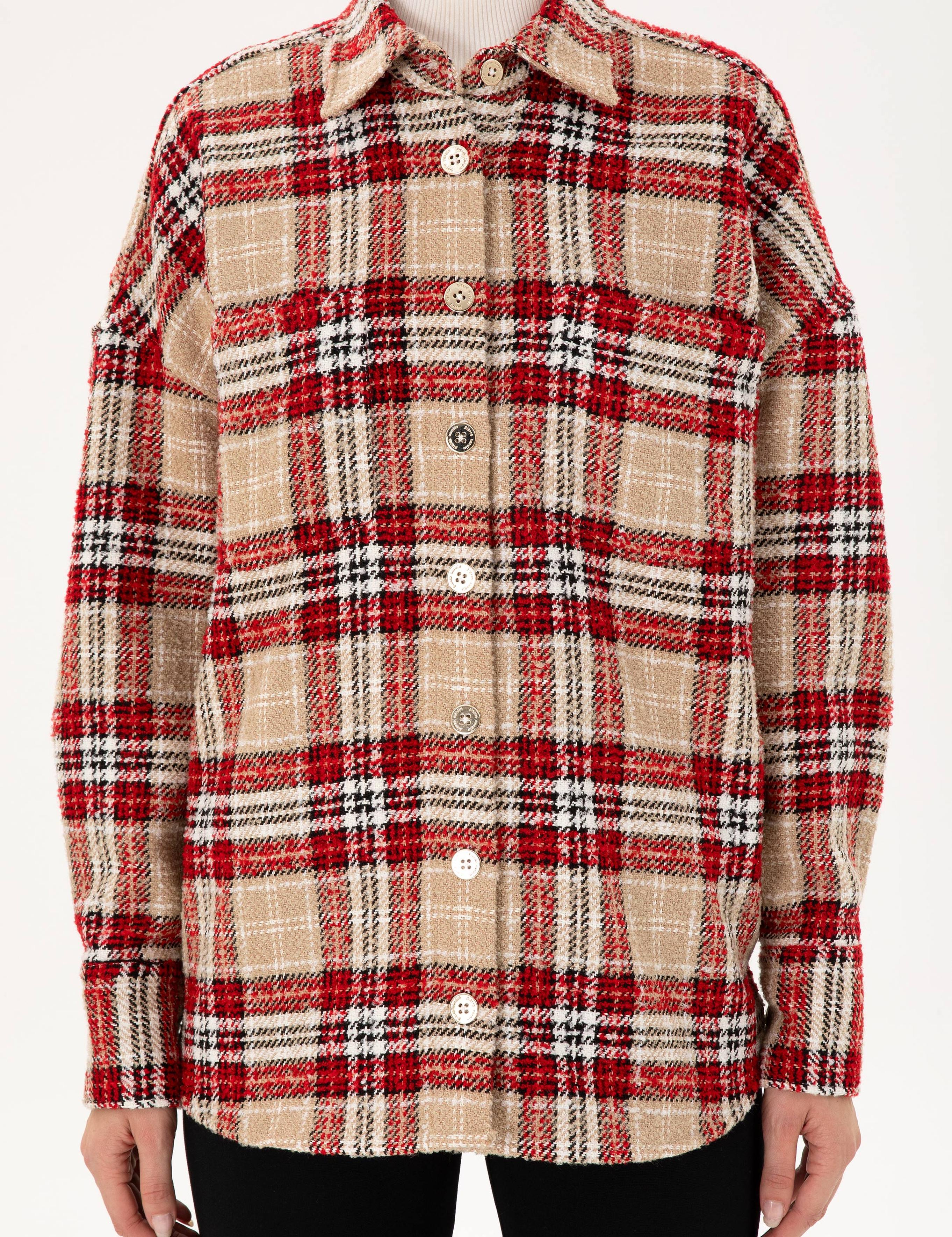 Kırmızı Oversize Uzun Kollu Gömlek