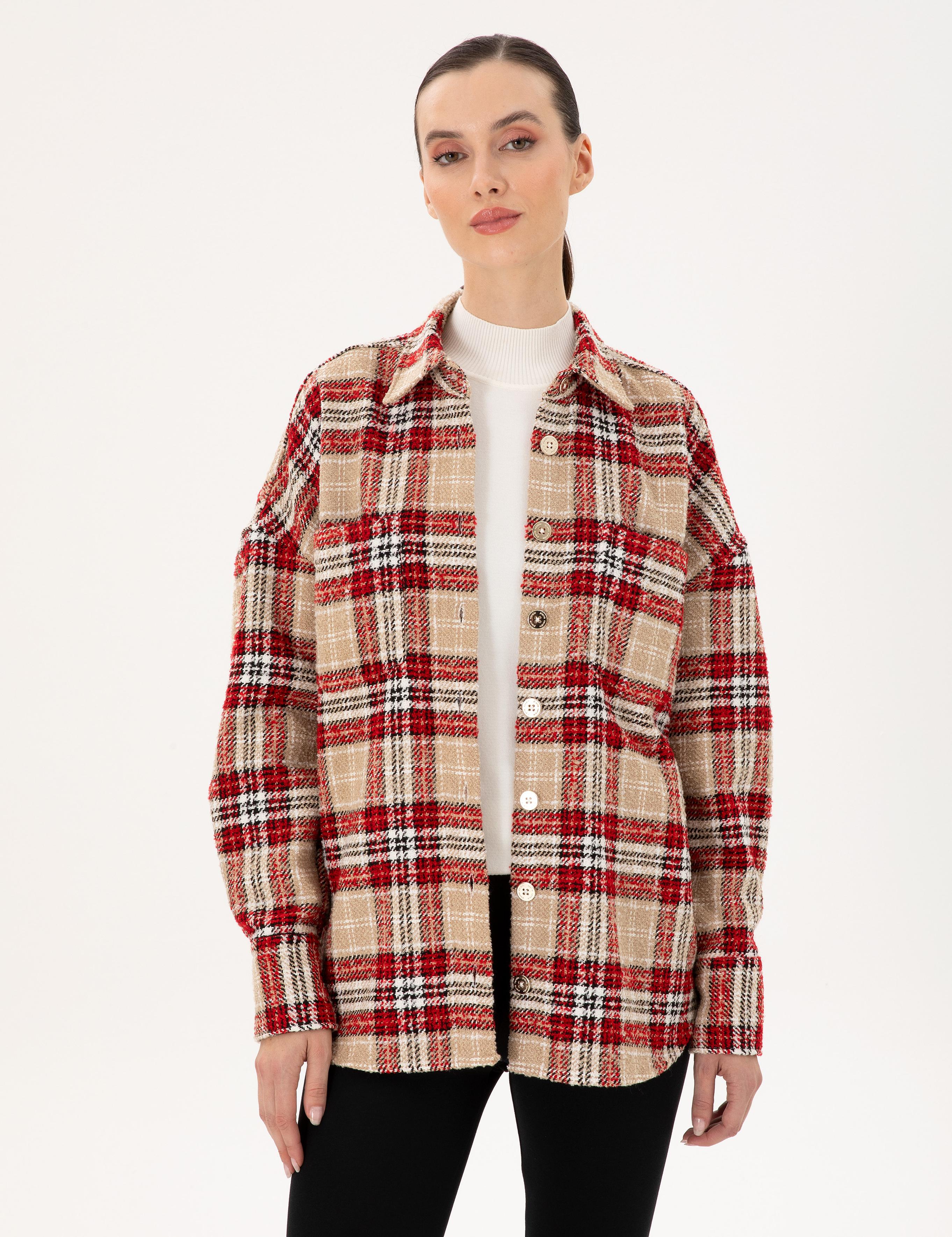 Kırmızı Oversize Uzun Kollu Gömlek