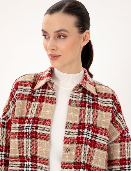 Kırmızı Oversize Uzun Kollu Gömlek - 50292294003