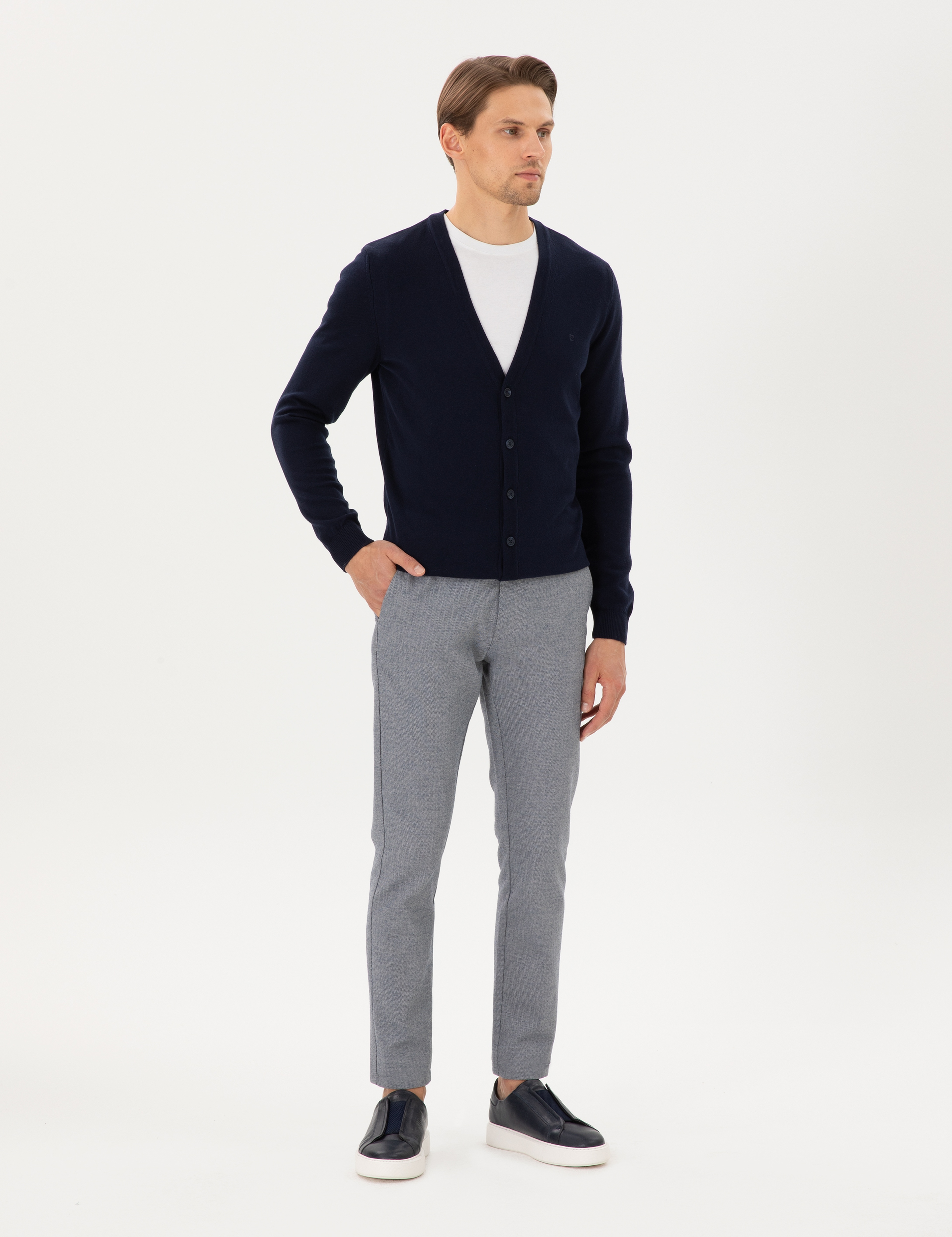 Açık Lacivert Slim Fit Kanvas Pantolon - Image 3