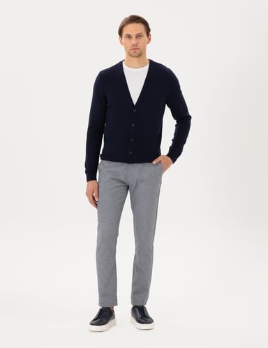 Açık Lacivert Slim Fit Kanvas Pantolon