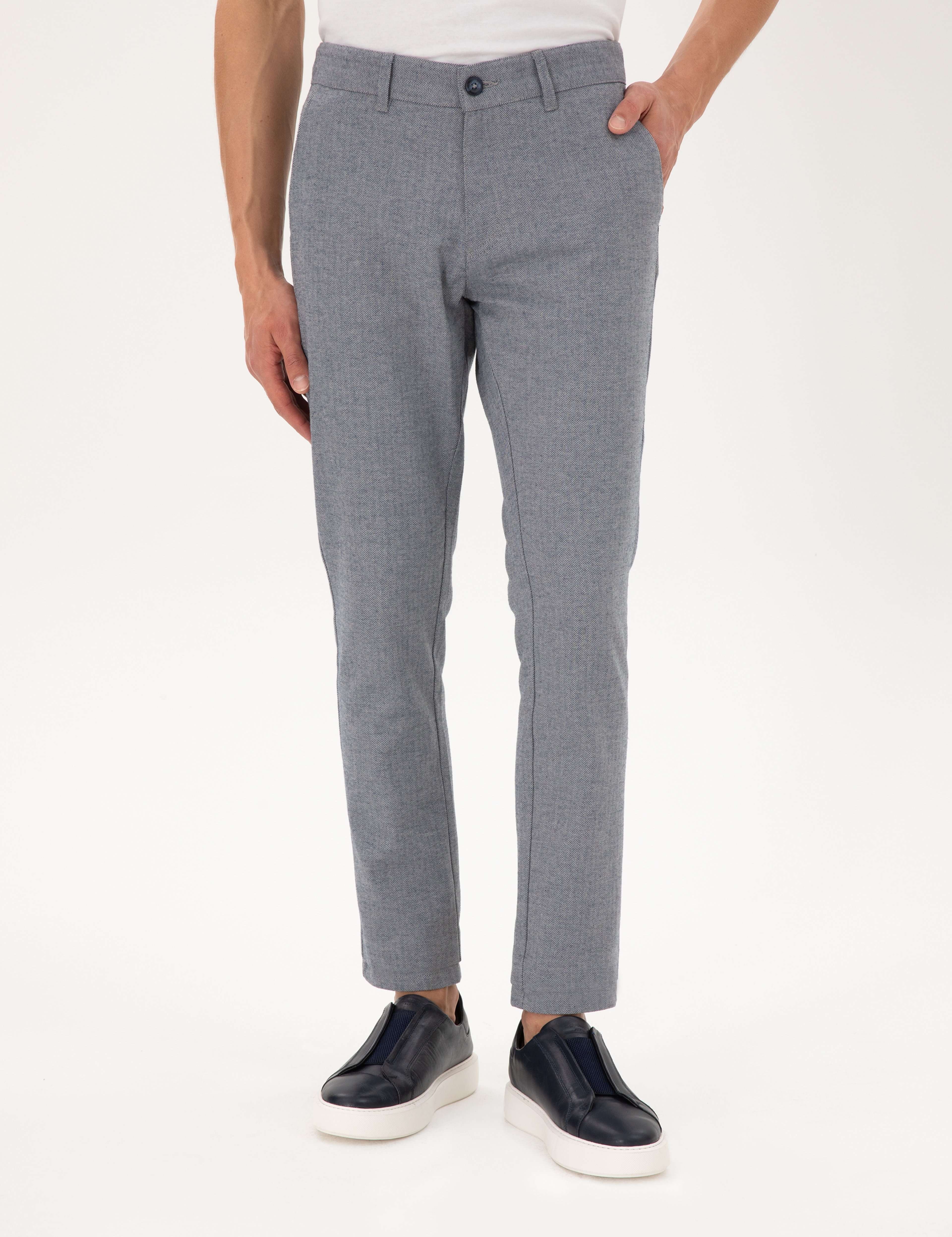 Açık Lacivert Slim Fit Kanvas Pantolon - Image 2