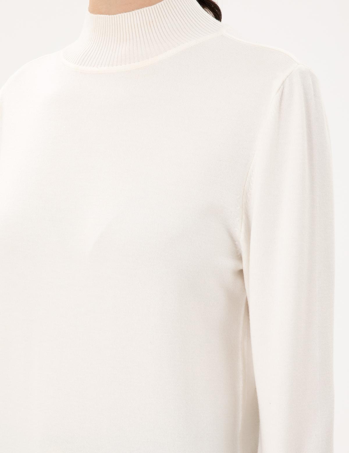 Ekru Slim Fit Yarım Balıkçı Basic Kazak - 50290578021