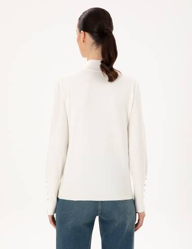 Ekru Slim Fit Yarım Balıkçı Basic Kazak