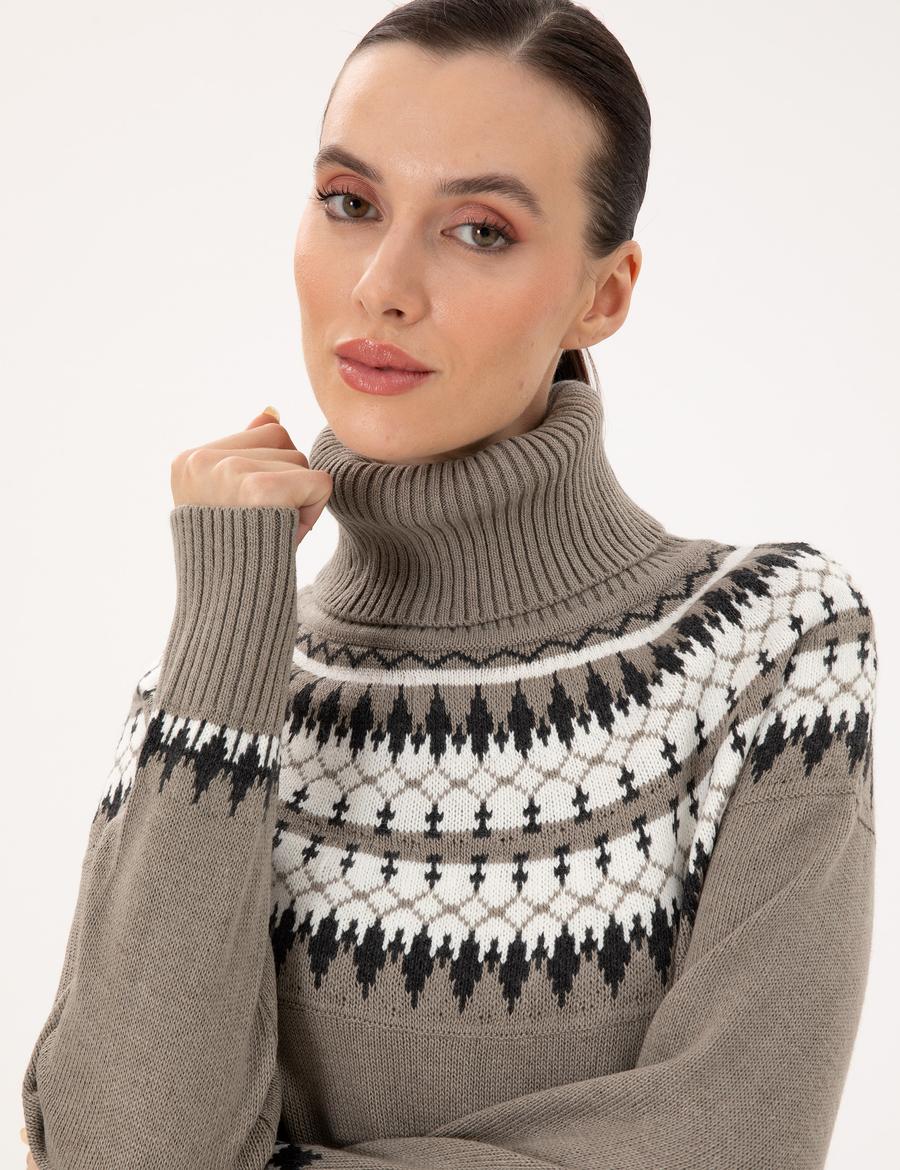 Vizon Regular Fit Yün Karışımlı Balıkçı Yaka Kazak