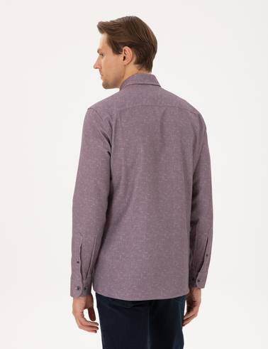 Mor Slim Fit Uzun Kollu Gömlek