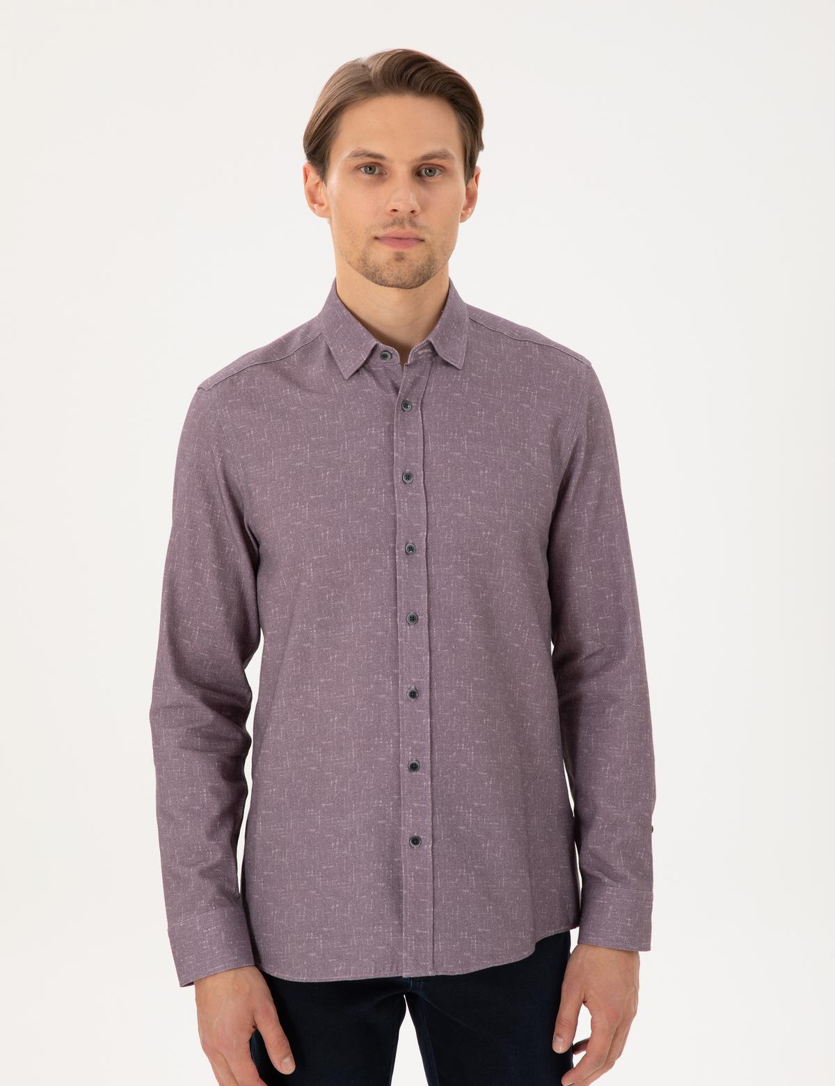Mor Slim Fit Uzun Kollu Gömlek - 50292282055