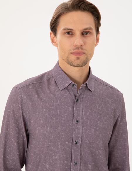 Mor Slim Fit Uzun Kollu Gömlek - 50292282055