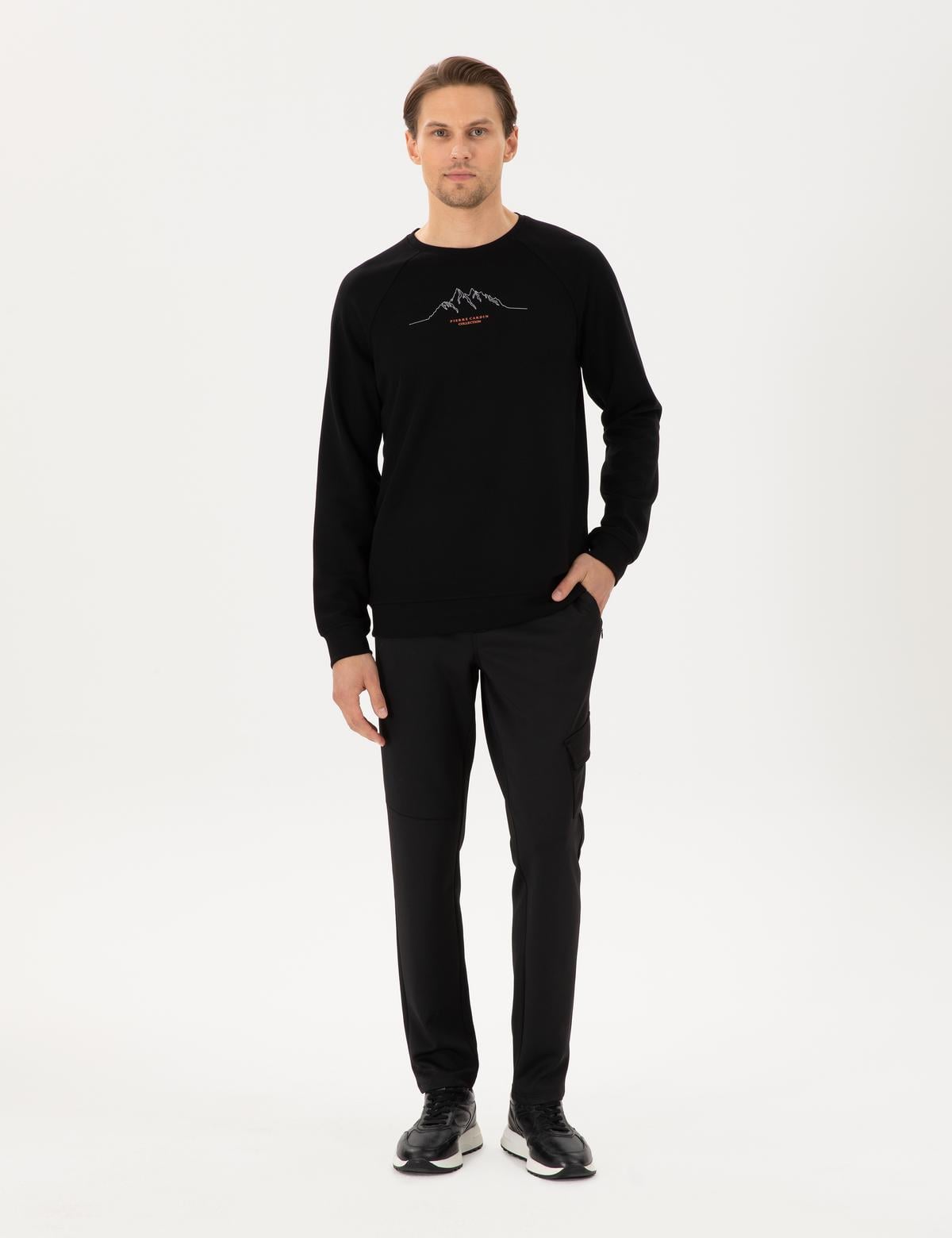 Siyah Regular Fit Scuba Kumaş Kargo Cepli Eşofman Altı