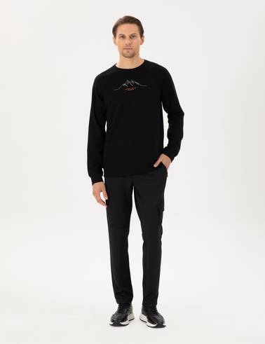 Siyah Regular Fit Scuba Kumaş Kargo Cepli Eşofman Altı