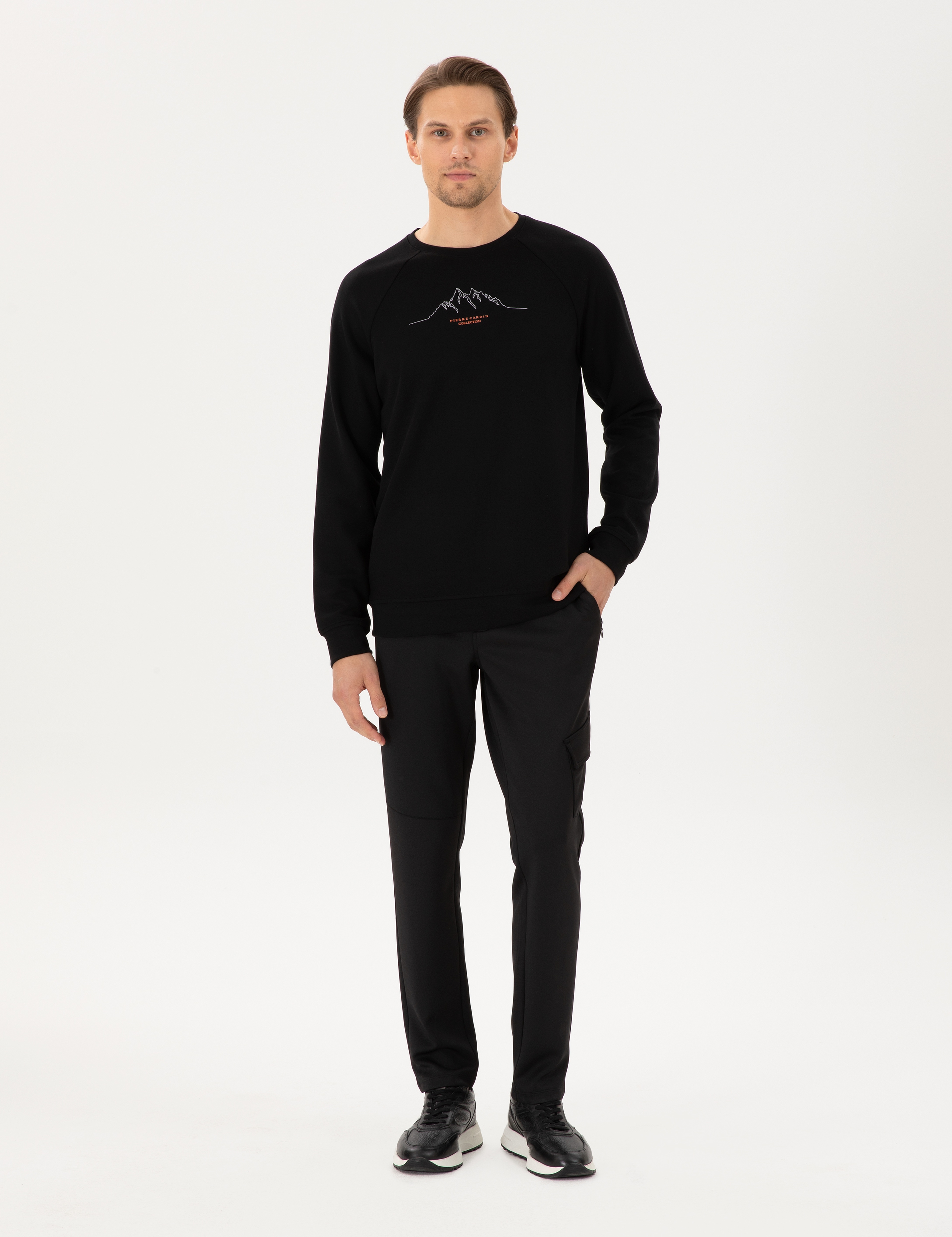 Siyah Regular Fit Scuba Kumaş Kargo Cepli Eşofman Altı - Image 1