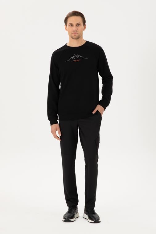 Siyah Regular Fit Scuba Kumaş Kargo Cepli Eşofman Altı