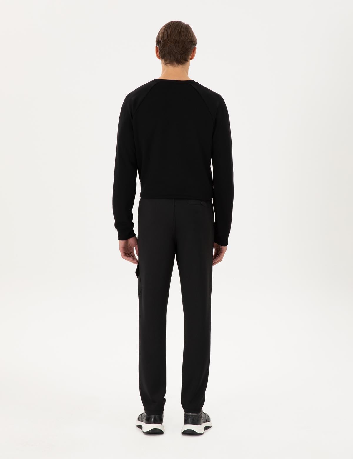 Siyah Regular Fit Scuba Kumaş Kargo Cepli Eşofman Altı - 50292213055