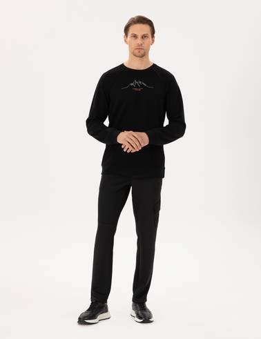 Siyah Regular Fit Scuba Kumaş Kargo Cepli Eşofman Altı
