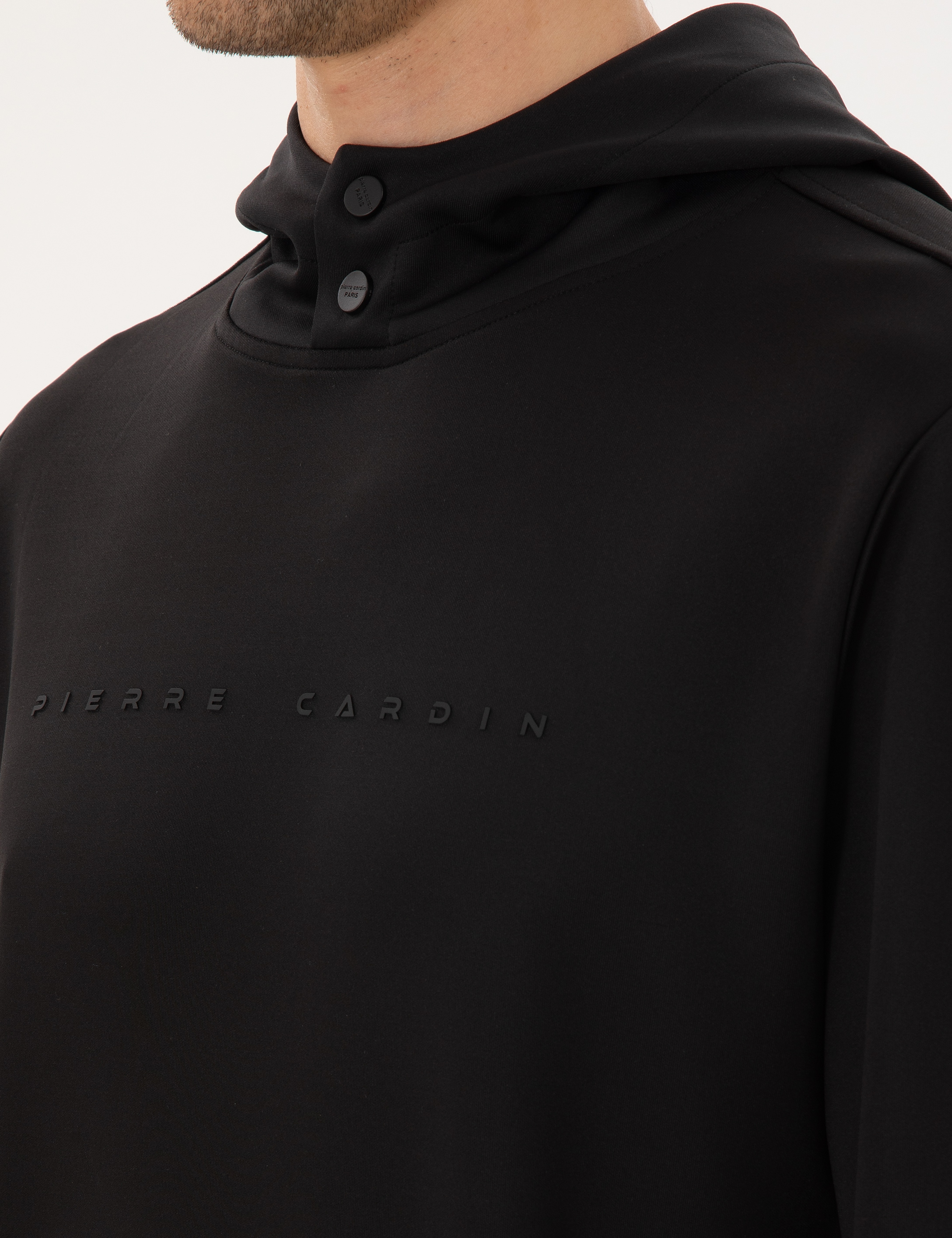 Siyah Regular Fit Scuba Kumaş Kapüşonlu Sweatshirt