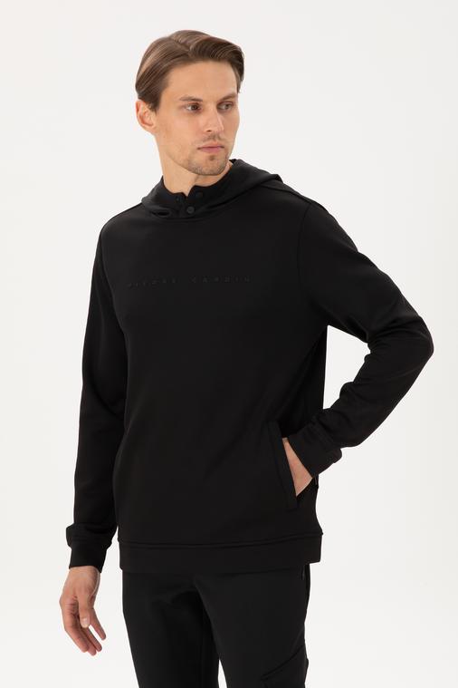 Siyah Regular Fit Scuba Kumaş Kapüşonlu Sweatshirt