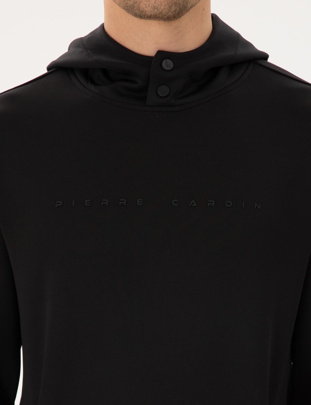 Siyah Regular Fit Scuba Kumaş Kapüşonlu Sweatshirt - 50292498027