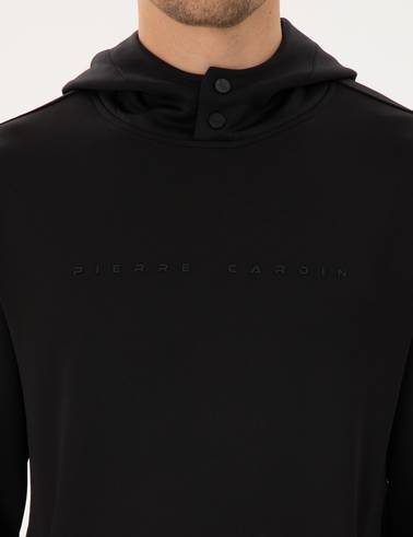 Siyah Regular Fit Scuba Kumaş Kapüşonlu Sweatshirt