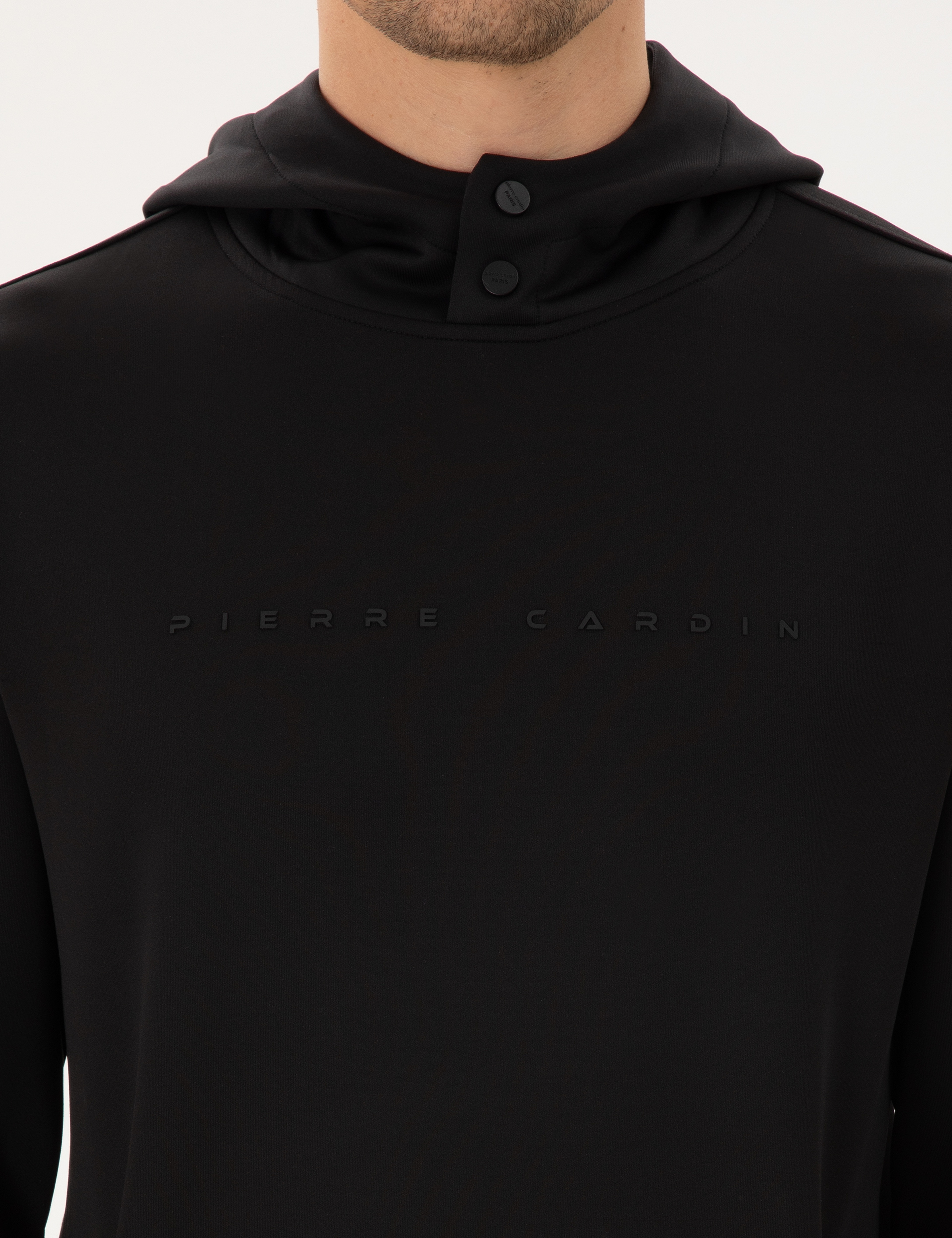 Siyah Regular Fit Scuba Kumaş Kapüşonlu Sweatshirt - Image 6