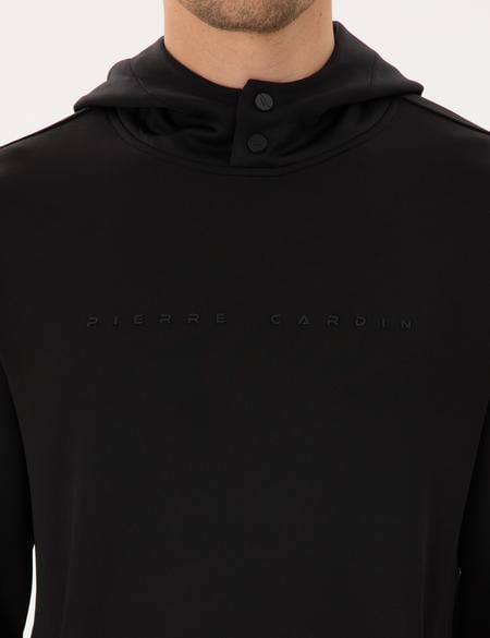 Siyah Regular Fit Scuba Kumaş Kapüşonlu Sweatshirt - 50292498027