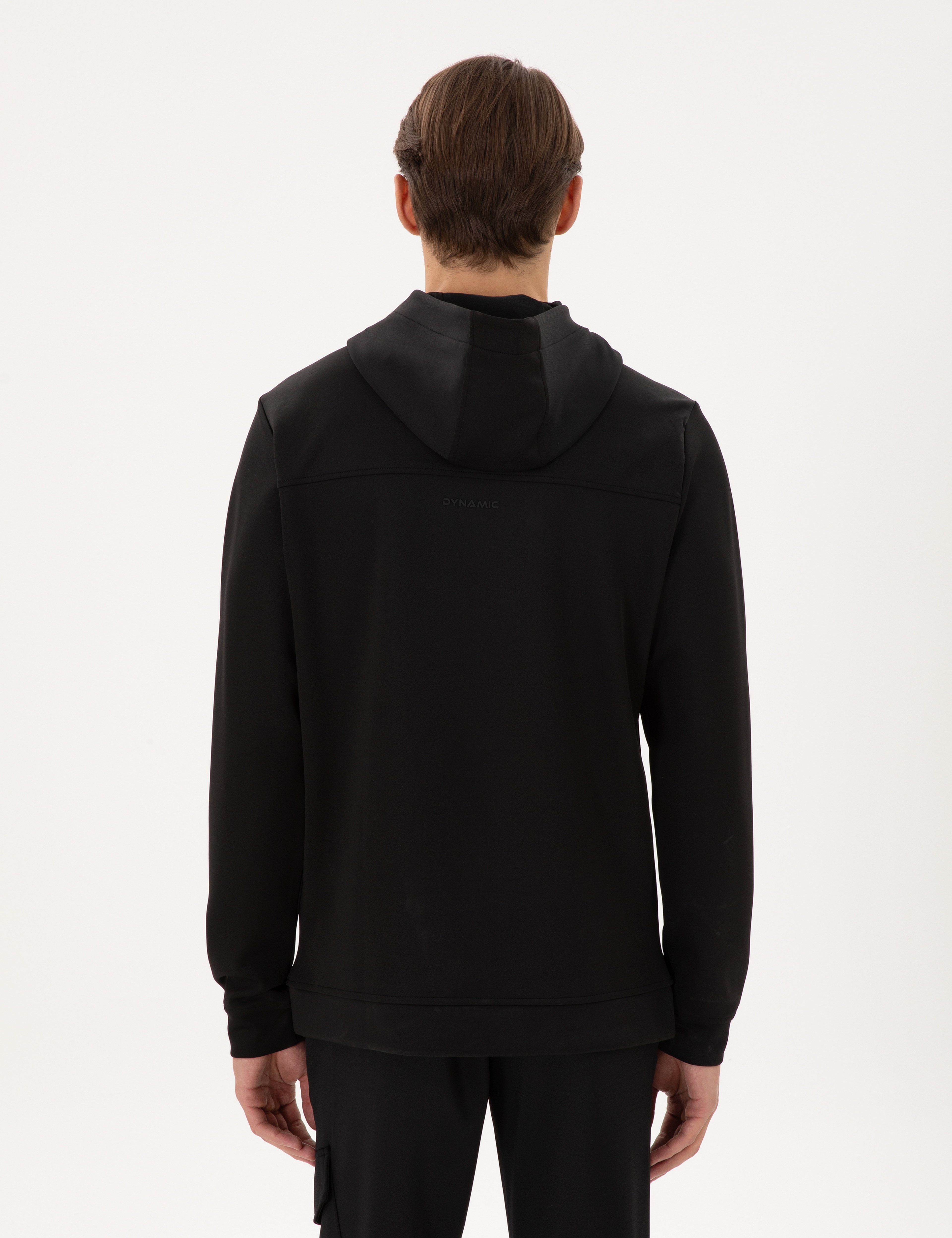 Siyah Regular Fit Scuba Kumaş Kapüşonlu Sweatshirt - Image 5