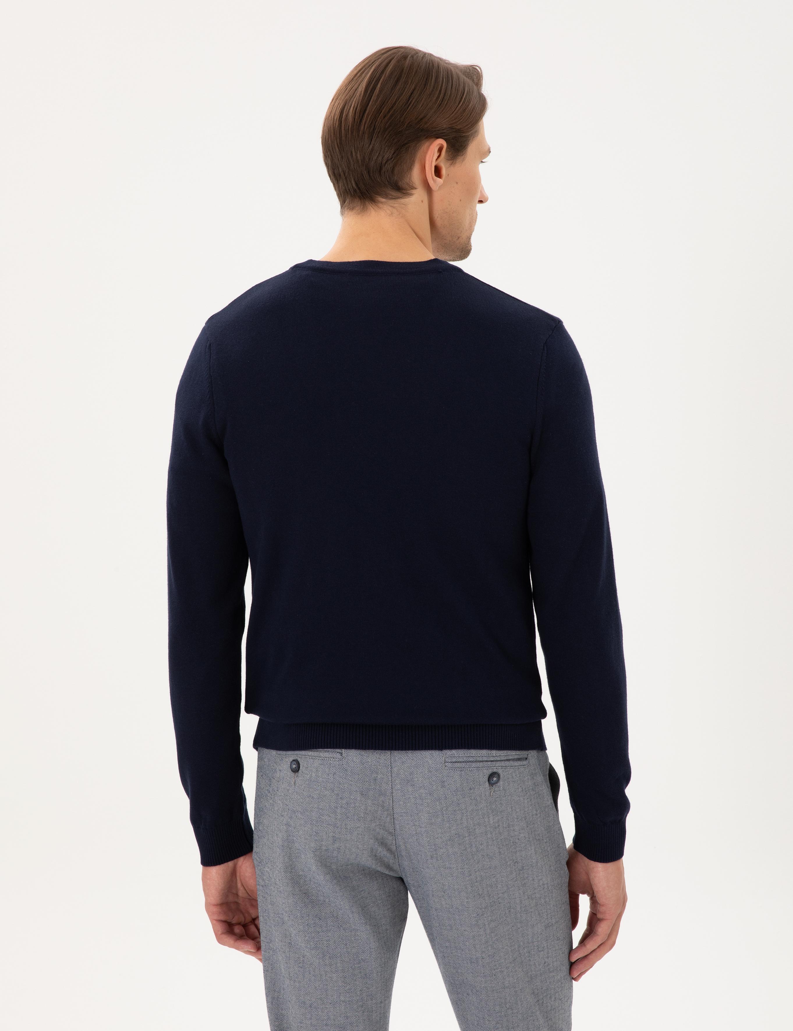 Lacivert Slim Fit Basic Düğmeli Triko Hırka