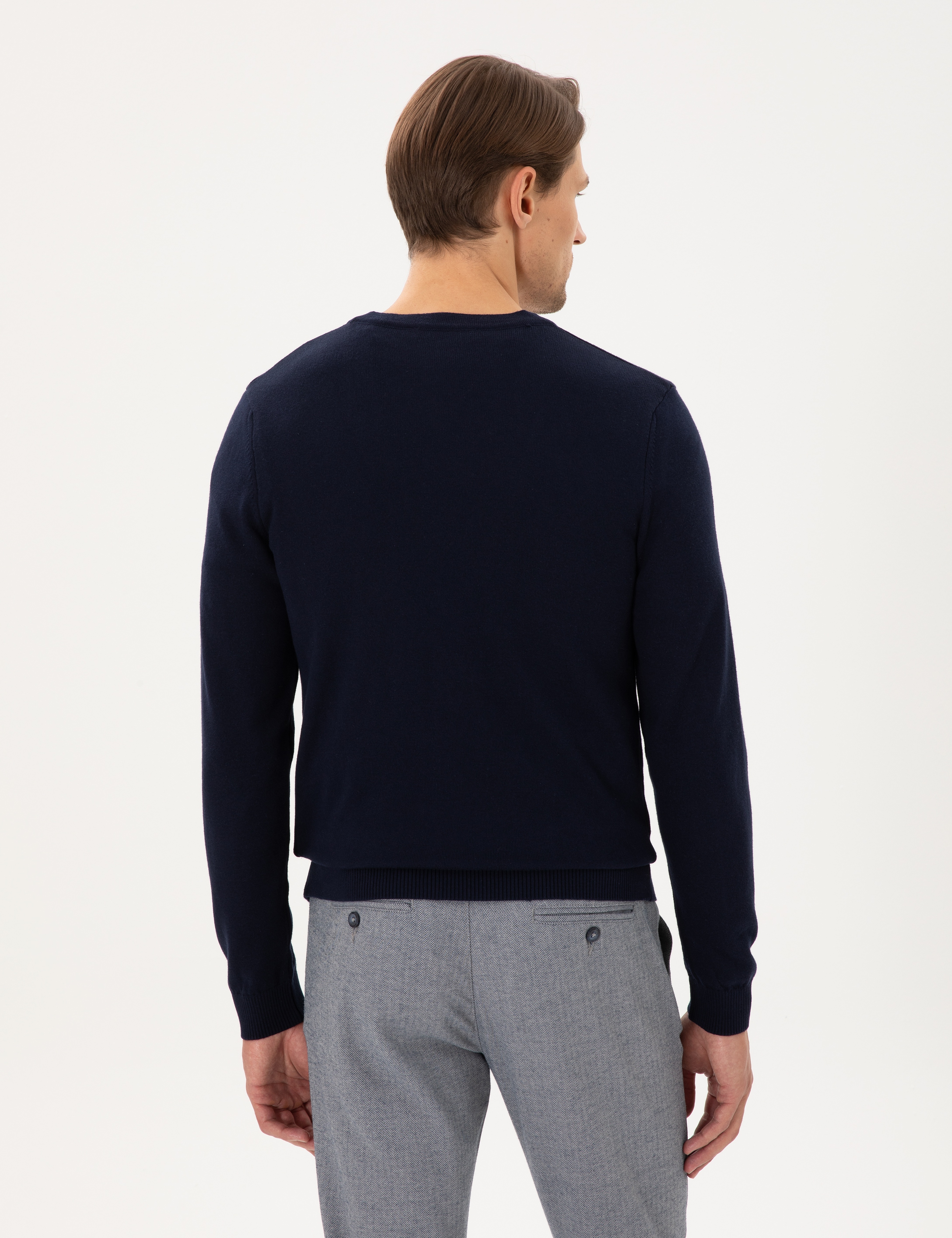 Lacivert Slim Fit Basic Düğmeli Triko Hırka - Image 5