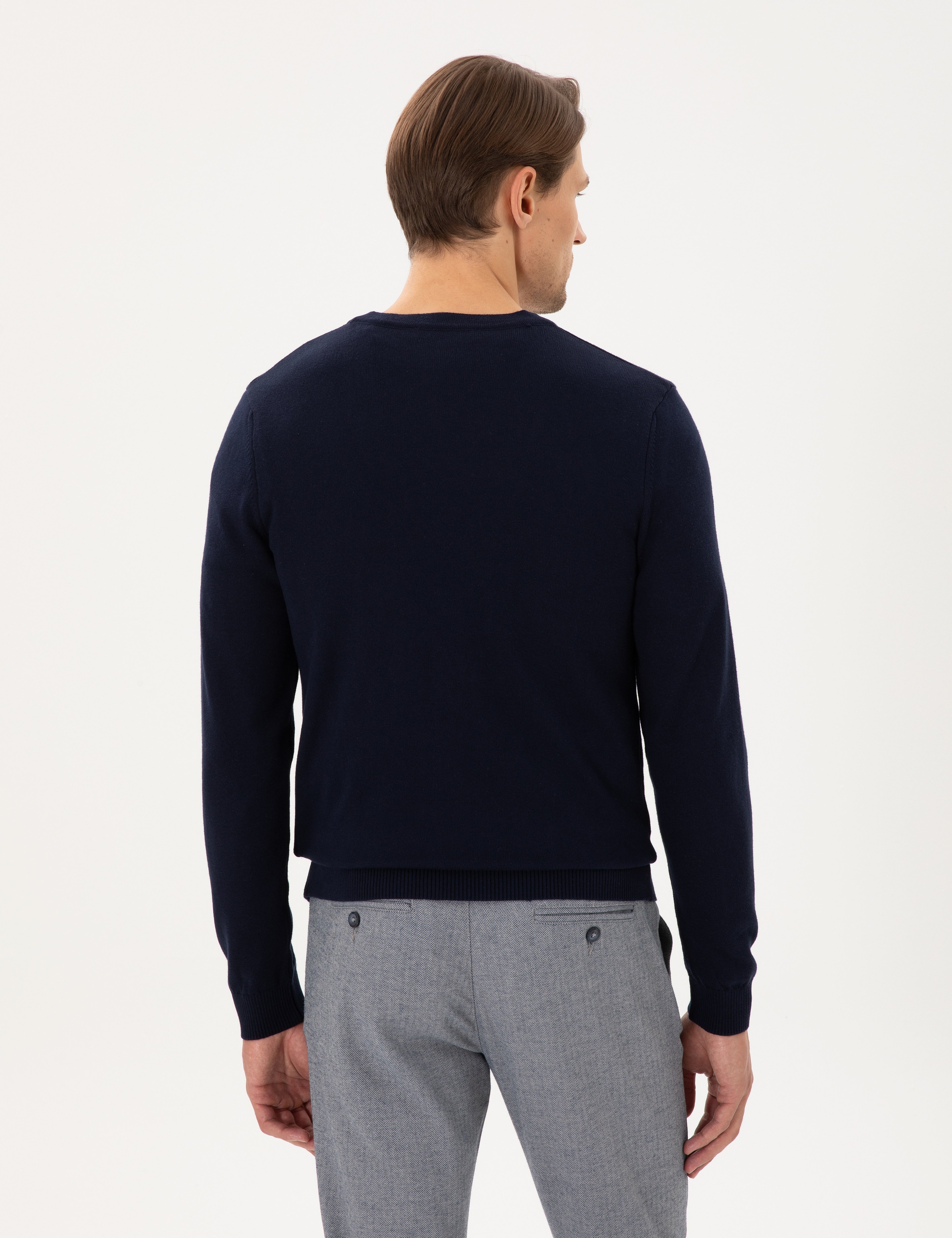 Lacivert Slim Fit Basic Düğmeli Triko Hırka