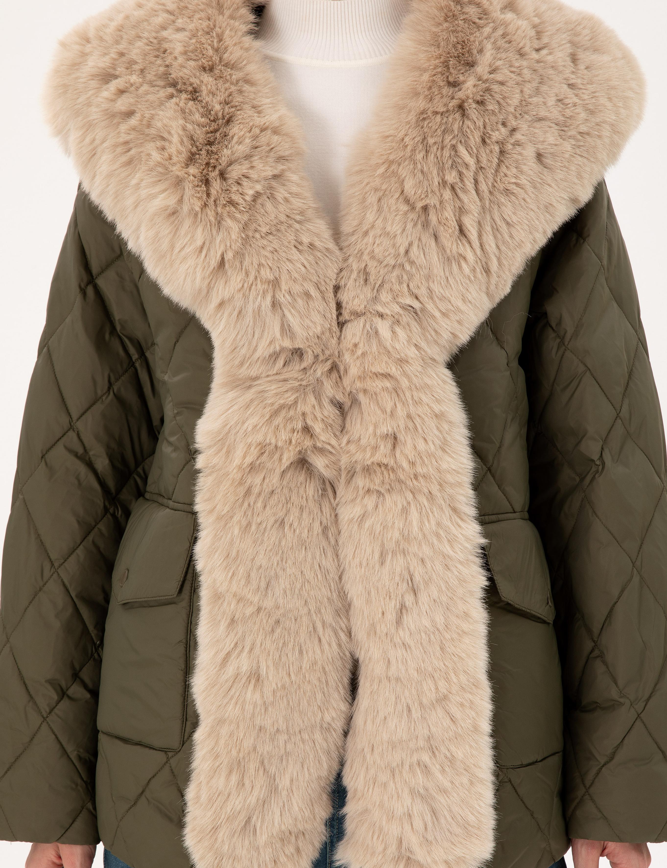 Haki Regular Fit Kürk Yaka Mont