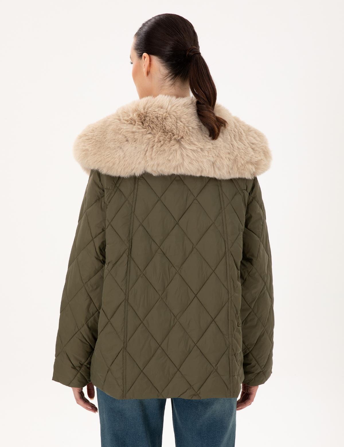 Haki Regular Fit Kürk Yaka Mont - 50290325025