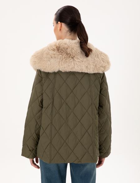 Haki Regular Fit Kürk Yaka Mont - 50290325025