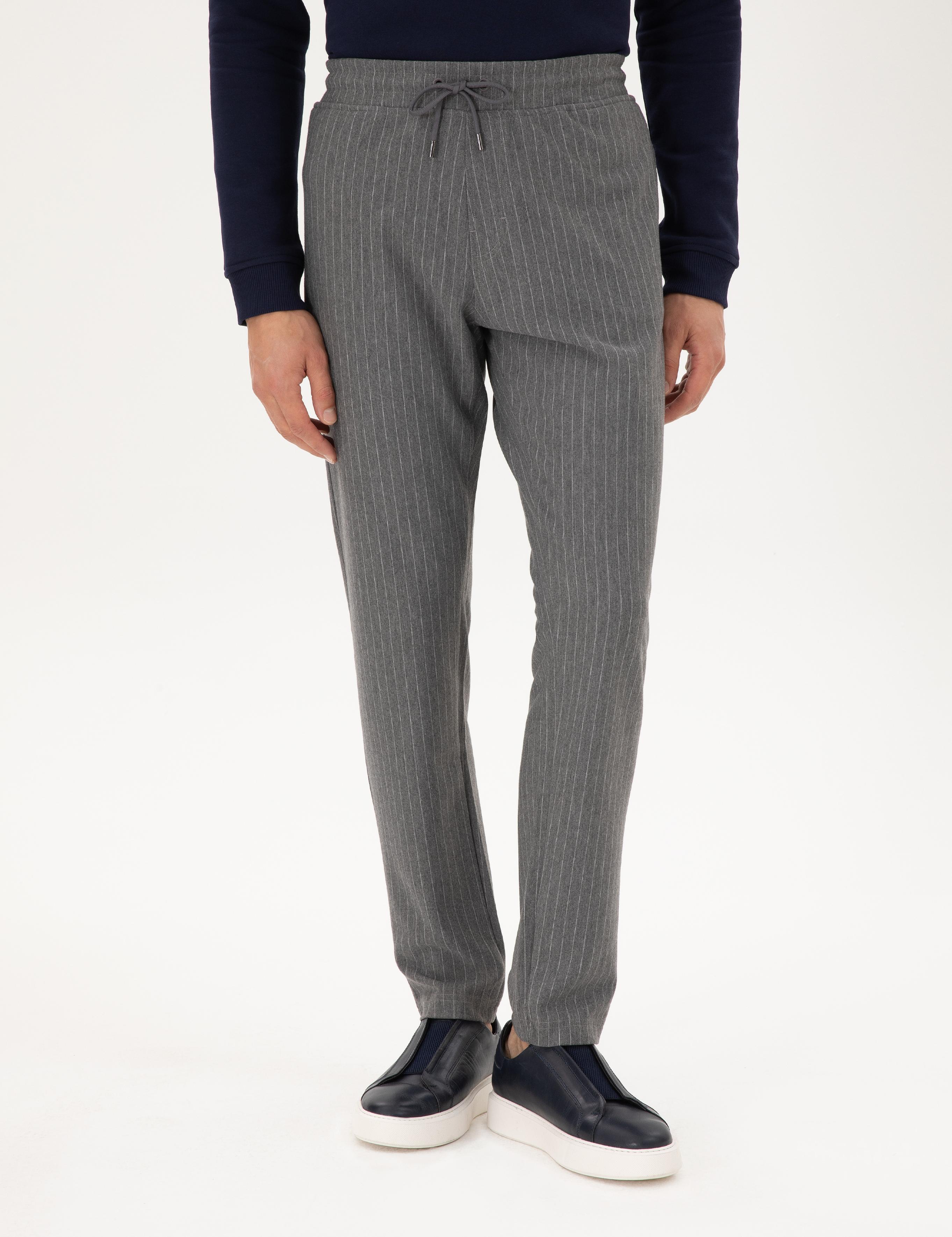 Antrasit Melanj Slim Fit Eşofman Altı