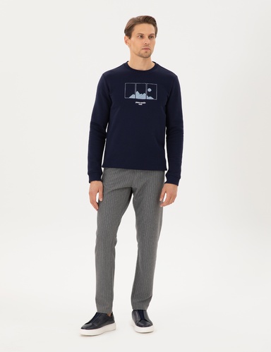 Antrasit Melanj Slim Fit Eşofman Altı